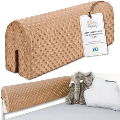 Afbeelding van Bedrandbescherming voor kinderbed, 70 cm, bedframe, bescherming babybed, valbescherming boxspringbed, bedhek met randbescherming, beige