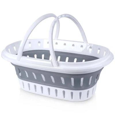 Afbeelding van Wasmand opvouwbaar met handvatten kunststof 25 L Draagwasmand Wasgoedmand Wasbox