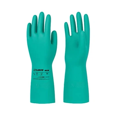 Afbeelding van LANON 3 paar handschoenen, bestand tegen chemicaliën van nitril, chemische beschermende sterk zuur, alkali EN olie, 374, L/9