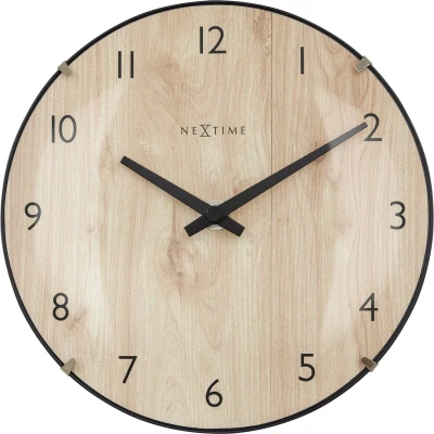 Afbeelding van Tafelklok Nextime Edge Wood Mini 20 cm houtkleurig gebolde glazen lens