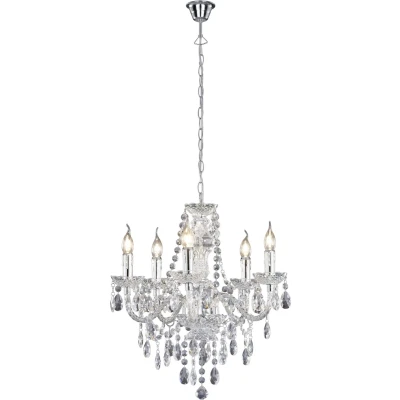 Afbeelding van REALITY LUESTER Kroonluchter Chroom excl. 5x E14 Behang Transparante D: 52 cm