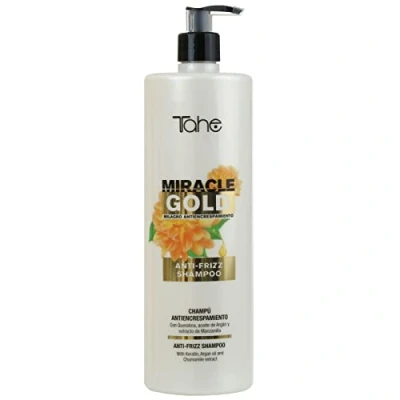 Afbeelding van Tahe Miracle Gold anti kroes shampoo met keratine, arganolie en kamille extract, (1000 ml)