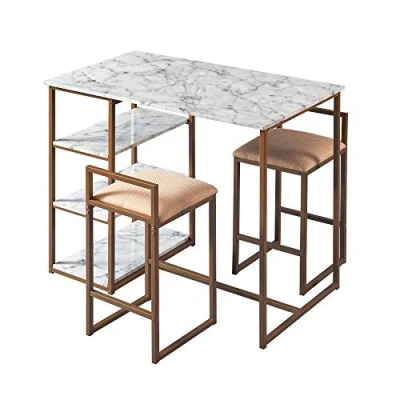 Afbeelding van Teamson Home Marmo Ontbijt Tafel Nep Marmeren/Messing Afwerking 42 x 56 36 (Inch)