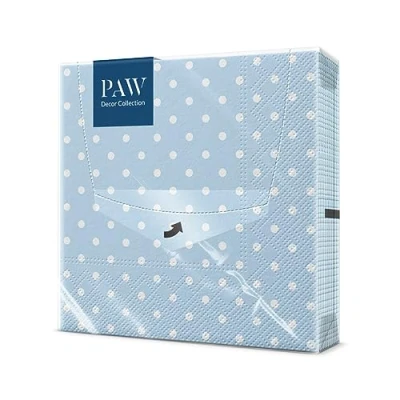 Afbeelding van PAW papieren servetten, 3 laags, 33 x cm, 20 stuks, ideaal voor verjaardagen, feestdagen, tuinfeesten, familie evenementen, stippen (lichtblauw)