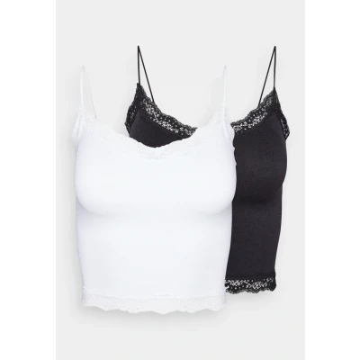 Afbeelding van ONLY Onlvicky LACE Cropped TOP 2 PACK Top, Dames, Maat: XS/S, Black/white