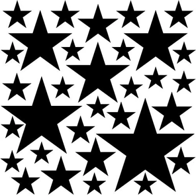 Afbeelding van PREMYO Set van 32 muurstickers voor kinderen, sterren, wanddecoratie, babykamer, eenvoudig aan te brengen, zwart
