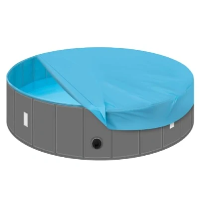 Afbeelding van EUGAD Hondenzwembad 120 x 30 cm, opvouwbaar huisdierbad, antislip zwembad met deksel en afvoerventiel, voor middelgrote honden, van pvc MDF,