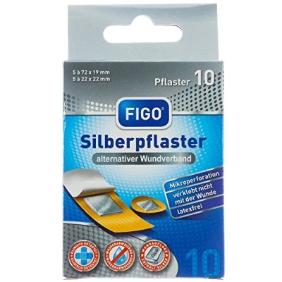Afbeelding van Figo® 10 pleisters strips zilver wondpleister twee verschillende maten anti bacterieel multipack