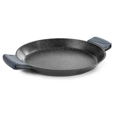 Afbeelding van Lacor 25440 Paella pan met siliconen handgrepen, antiaanbaklaag, geschikt voor inductie, milieuvriendelijk, PFOA vrij, gesmolten aluminium, 40 cm, zwart