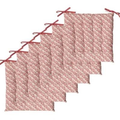 Afbeelding van Atout Ciel Set van 6 stoelkussens, vierkant, tweekleurig, 40 x cm, terracotta, bedrukt, effen