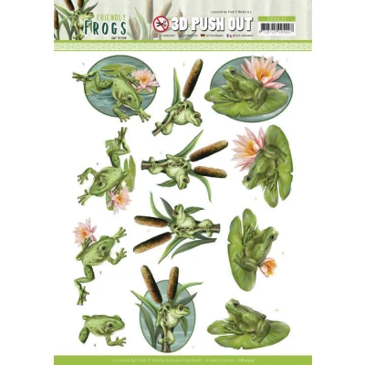Afbeelding van Pond Frogs 3D Push Out Sheet Friendly by Amy Design