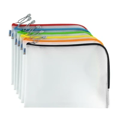 Afbeelding van HERMA 20013 documententas A4 met ritssluiting, 10 delige set (36 x 28 cm) grote transparante ritssluiting voor documenten, mappen, speelgoed, opbergtas, meerdere kleuren