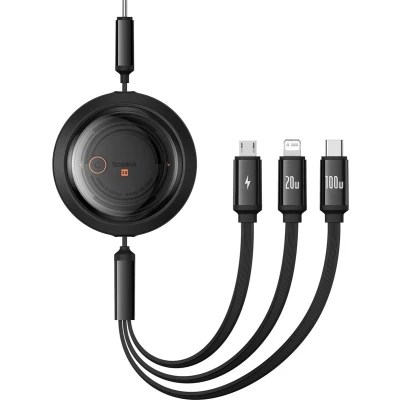 Afbeelding van Baseus 3 in 1 Kabel USB C naar Micro / Lightning 1.1M Zwart