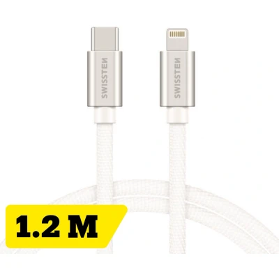 Afbeelding van Swissten Lightning naar USB C kabel 1.2M Gevlochten voor iPhone 7/8/X/11/12/13/14 Zilver