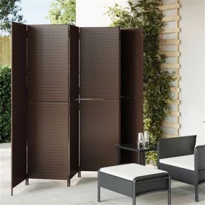 Afbeelding van Kamerscherm 6 panelen poly rattan bruin