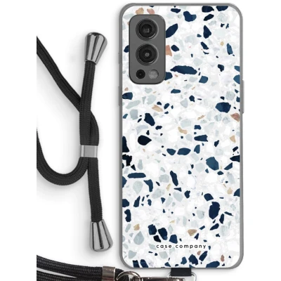 Afbeelding van Case Company® hoesje met Koord geschikt voor OnePlus Nord 2 5G Terrazzo N1 Telefoonhoesje Zwart Bescherming aan alle Kanten en Over de Schermrand