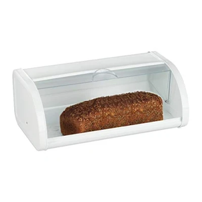 Afbeelding van broodtrommel met schuifdeksel 17,7 x 45 25 cm metaal wit
