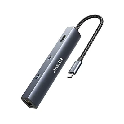 Afbeelding van Anker PowerExpand Hub Adapter 6 in 1, Power Delivery 65W, HDMI 4K, Ethernet 1Gbps, USB C, 2 3.0 gegevenspoorten, compatibel met MacBook Pro, Air, iPad XPS