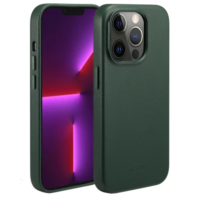 Afbeelding van Accezz Hoesje geschikt voor iPhone 13 Pro MagSafe Leather Backcover Cedar Green