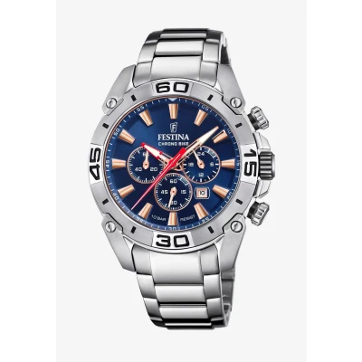 Afbeelding van Festina BIKE Chronograaf Silver, dark blue, Heren, Maat: One Size, blue