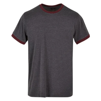 Afbeelding van Herenshirt &#039;Ringer Tee&#039; met gekleurde details Charcoal XS
