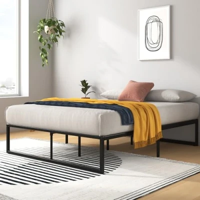 Afbeelding van ZINUS Lorelai 36 cm metalen platform bedframe lattenbodem opbergruimte onder het bed eenvoudige montage 140 x 190 zwart