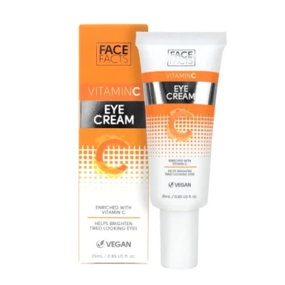 Afbeelding van Face Facts Oogcrème met vitamine C, rijk aan antioxidanten + glycerine, hydrateert en verheldert de ogen, veganistisch, 25 ml