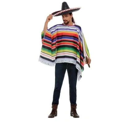 Afbeelding van Smiffys Uniseks Mexicaanse poncho. Verpakt