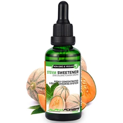 Afbeelding van ALPHAPOWER FOOD Stevia Meloen Honing Druppels Natuurlijk Voedingsaroma I Vloeibare zoetstof sterk geconcentreerd 1 x 50 ml. Drops, Flavdrops
