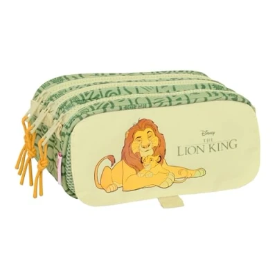 Afbeelding van Pennenetui met 3 vakken Mufasa Groen Beige 21,5 x 10 8 cm