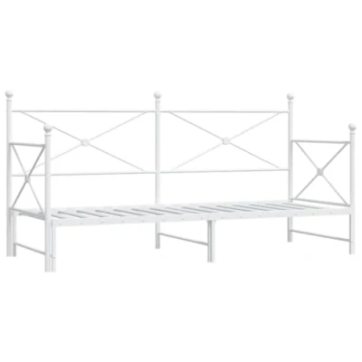 Afbeelding van vidaXL Slaapbank met onderschuifbed zonder matras 90x200 cm staal wit