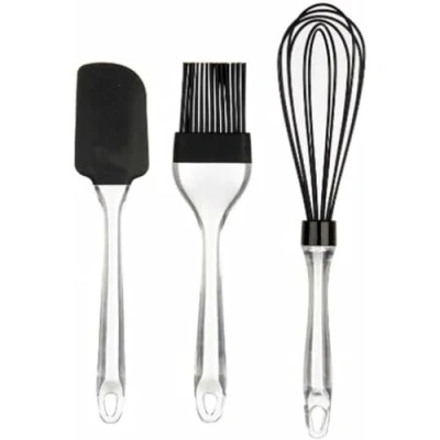 Afbeelding van Set Keukengerei Zoetwaren Zwart Transparant Siliconen Plastic (8 Stuks)
