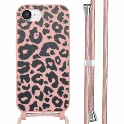 Afbeelding van imoshion hoesje Geschikt voor iPhone 16e Siliconen design met koord Animal Pink