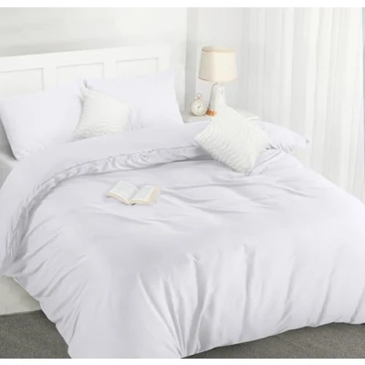 Afbeelding van Utopia Bedding Dekbedovertrekset, dekbedovertrek van zachte microvezel 230 x 220 cm met kussenslopen 50 75 cm, beddengoedset, wit