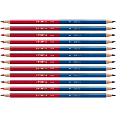 Afbeelding van Tweekleurig potlood STABILO bicolor rood/blauw 12 stuks