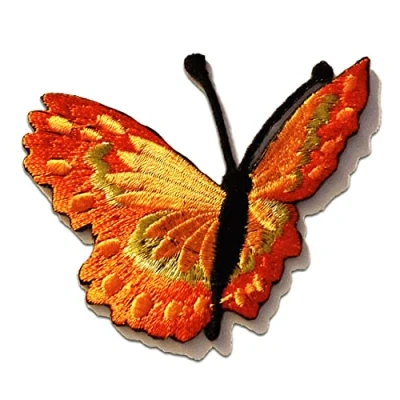 Afbeelding van Patch vlinder oranje 7,9 x 6,3 cm geborduurde patches om op te strijken met Catch the patch®