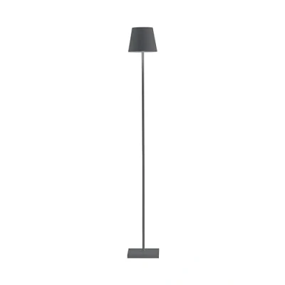 Afbeelding van Zafferano, Lampada Poldina L, oplaadbare en draadloze vloerlamp met touch bediening, geschikt voor woonkamer buiten, dimmer 2200 3000 K, in hoogte verstelbaar 52 122 cm, kleur: donkergrijs