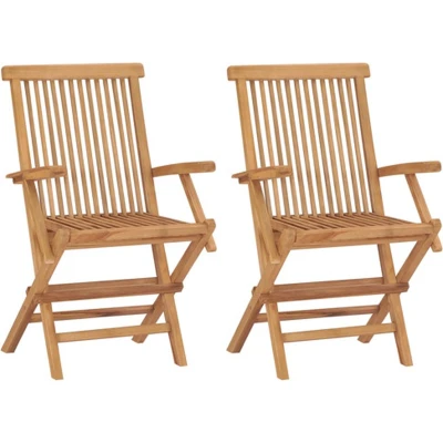 Afbeelding van Tuinstoelen 2 St Inklapbaar Massief Teakhout