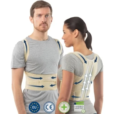 Afbeelding van Rugbrace postuur corrector voor mannen en vrouwen van aHeal Geavanceerde rugondersteuning ondersteuning de bovenste lumbale ruggenwervels Complexe postuurcorrectie Maat 0 Beige