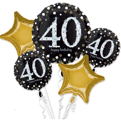 Afbeelding van 40 jaar Ballonnen Boeket Sparkling 5 delig