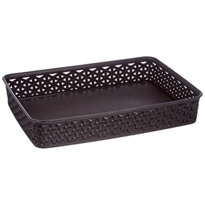 Afbeelding van CURVER My Style A4 Opbergmand, voor kantoor, entree, woonkamer, badkamer, 35,8 x 26,2 6 cm, chocoladebruin