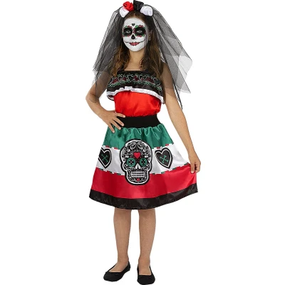 Afbeelding van FUNIDELIA Dia de los Muertos Kostuum voor meisjes Maat: 97 104 cm