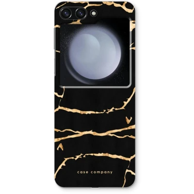Afbeelding van Case Company® hoesje geschikt voor Samsung Galaxy Z Flip5 Gouden marmer Soft Cover Telefoonhoesje Bescherming aan alle Kanten en Schermrand