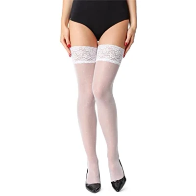 Afbeelding van Merry Style Dames Hold Up Kousen 20 Denier Licht glanzend Elastisch Polyamide Wit M L MS GI Queen20