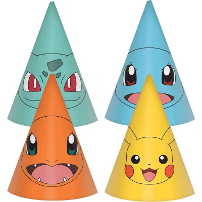 Afbeelding van Pokemon Pikachu Feesthoedjes 8 stuks