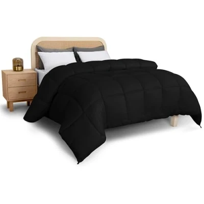 Afbeelding van Utopia Bedding Microvezel dekbed 220 x 240 cm, extra zachte textuur voor comfort het hele jaar door (zwart)