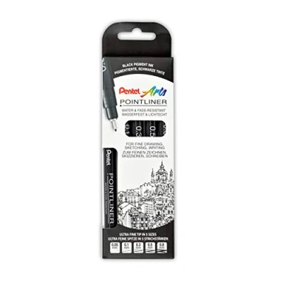 Afbeelding van Pentel Fijnschrijver Pointliner Set 5 stuks Zwart