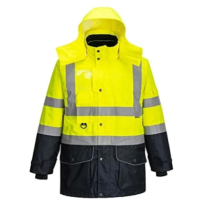 Afbeelding van Portwest 7 in 1 Verkeerscontrast parka met hoge zichtbaarheid, kleur: geel/marineblauw, maat: 4XL, S426YNR4XL