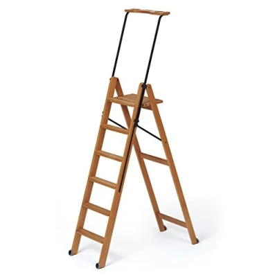 Afbeelding van Arredamenti Italia Tuscania Ladder, 6 treden, hout, afsluitbaar, met veiligheidssysteem, kersenafwerking