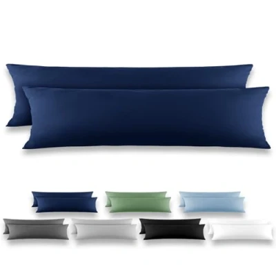 Afbeelding van REDKEY Set van 2 kussenslopen 40 x 145 cm microvezel kussensloop met hotelsluiting donkerblauw